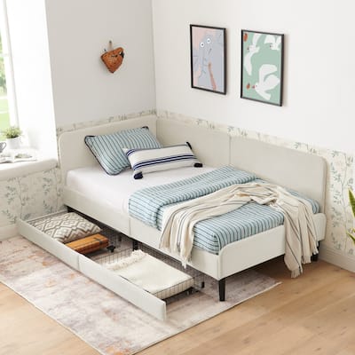 Versatile Daybed Twin Velvet Upholstered Platform Bed with Drawers
