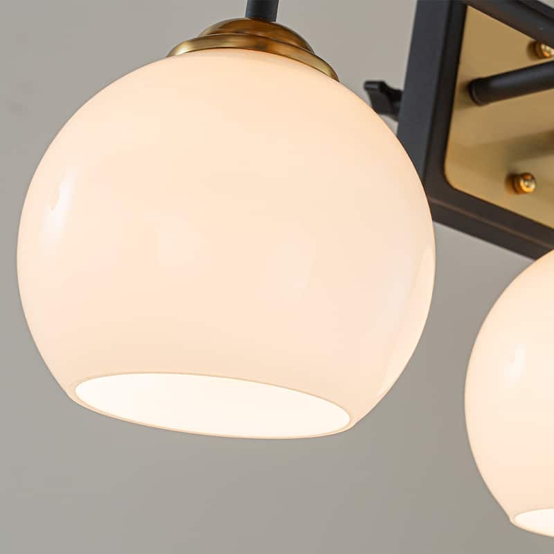 3-Light Modern Elegant Brass And Black Bathrooom Vanity Light with Round/Square Milk White Glass Shades