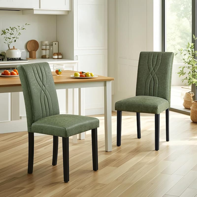 VECELO Upholstered Dining Chairs Set of 2/4/6, Fabric Dining Room Kitchen Side Chair, Parson Dining Chairs - Set of 2 - Green