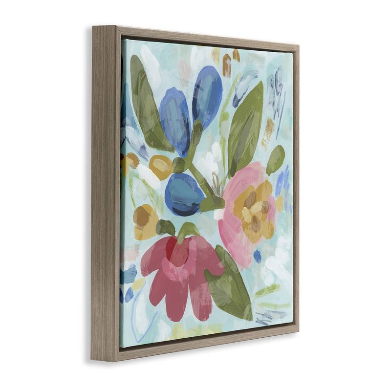 Stupell Bright Boho Flowers Framed Floater Canvas Wall Art Design By June Erica Vess