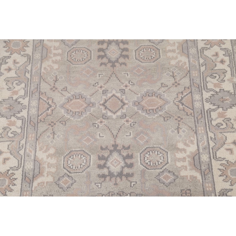 Beige / Ivory Oushak Area Rug Handmade Oriental Wool Carpet - 4'0"x 5'10"