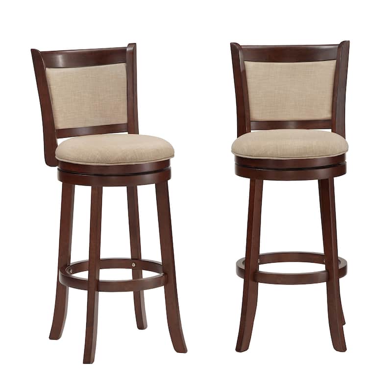 Rovinj Upholstered Back Swivel Stool - Cherry-Beige Linen