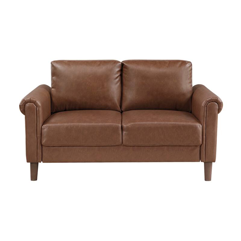 Fremont & Park Frances Faux Leather 2-Piece Living Room Set - Brown Finish Feet