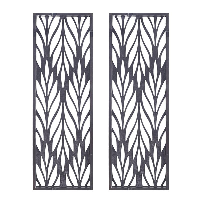 Roomfitters 2-Piece Gray Laser Cut Wood Wall Decor Set, 36x12 Plume Pattern Reclaimed Gray Dimensional Art Panels