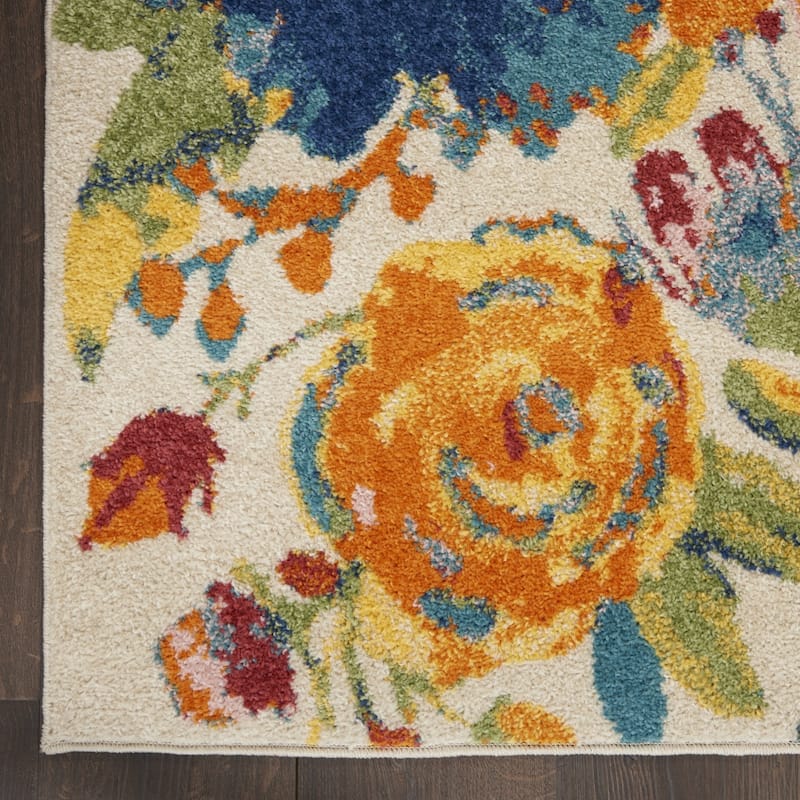 Power Loomed Floral Traditional Woven Low Pile Durable Area Rug