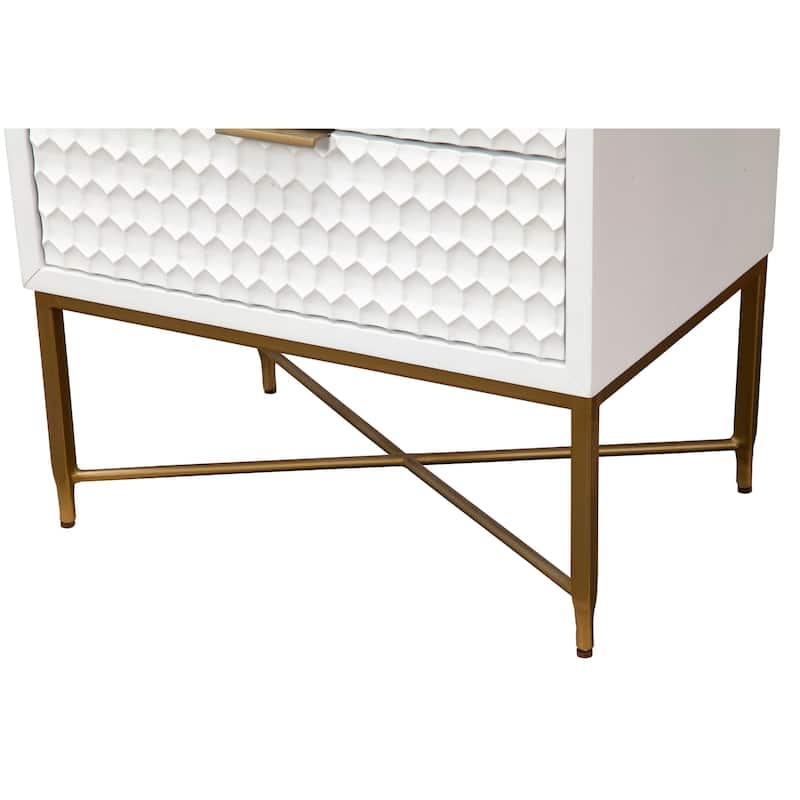 Origins by Alpine White Pearl Wood 2-drawer Nightstand
