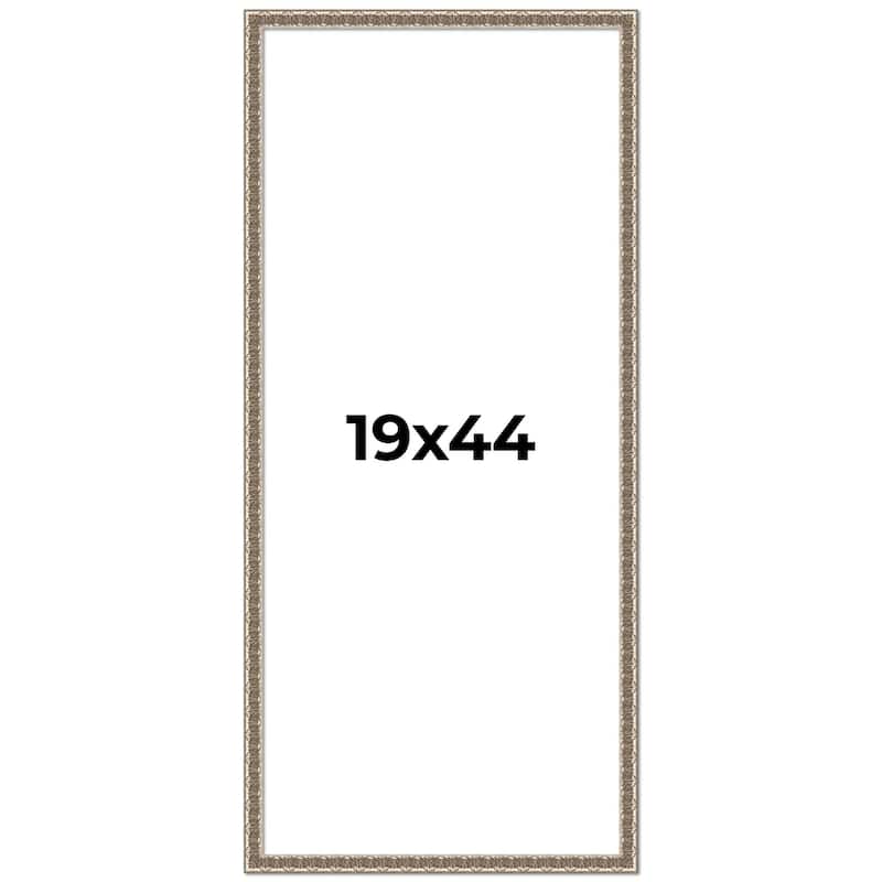 19x44 Frame Silver Versailles Ornate Solid Wood Picture Frame | 1 Inch