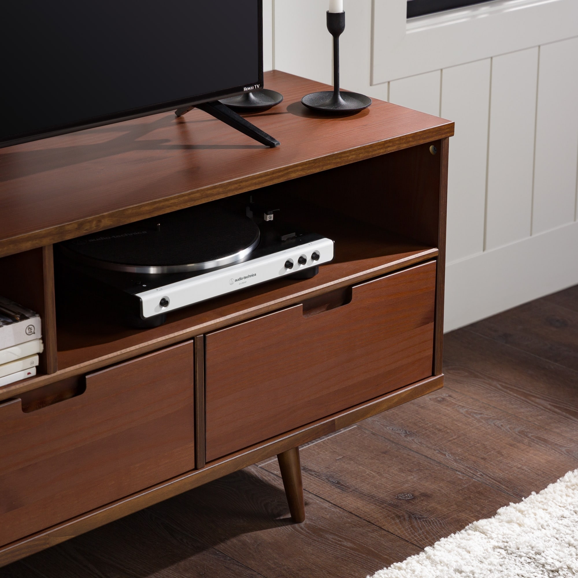Walker Edison Alby 58-inch Mid-Century Solid Wood TV Stand