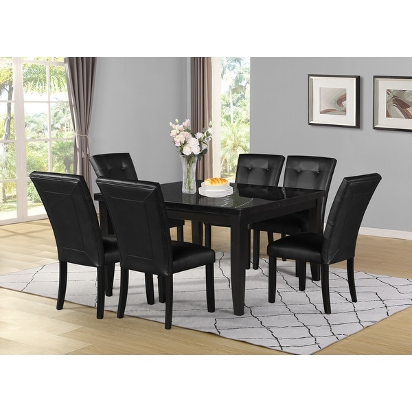 Porch & Den Merkem Square Black Marble Top 7-Piece Dining Set. Opens flyout.