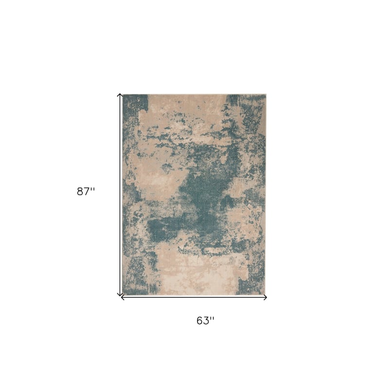 Hisa Power Loomed Abstract Modern Non Skid Stain Resistant Area Rug By HomeRoots - 87' X '63' X '0.5