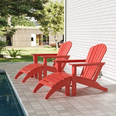 Altura Outdoor Eco-Friendly All Weather Adirondack Chairs with Ottomans (4-Piece Conversation Set)