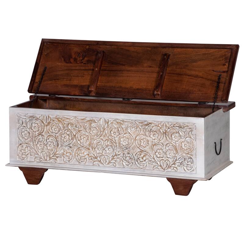 Maadze Shabby Chic 42.5 inch long Carved Storage Trunk