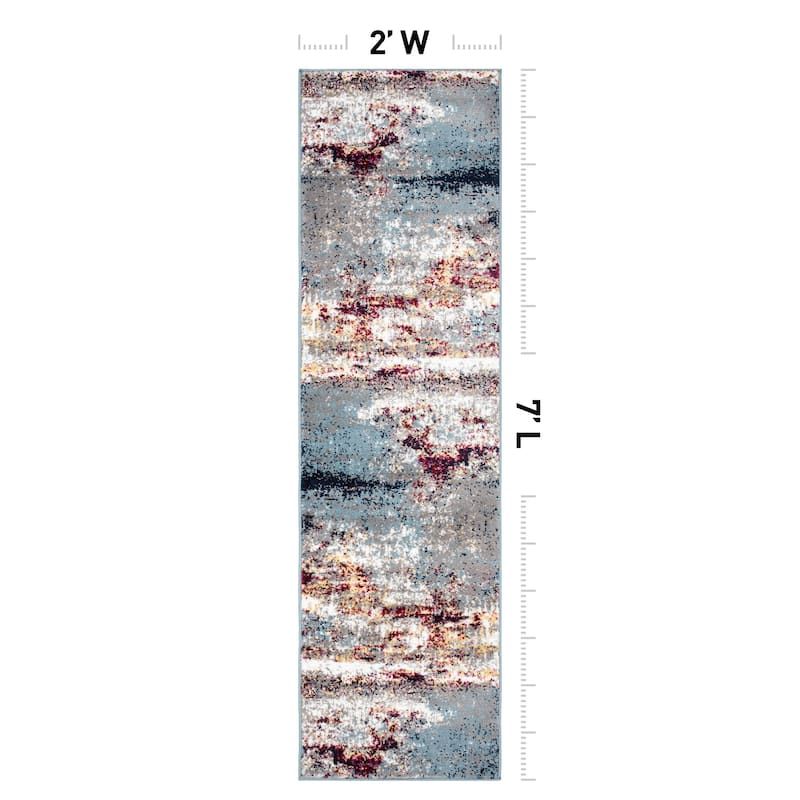 World Rug Gallery Distressed Abstract Watercolor Area Rug