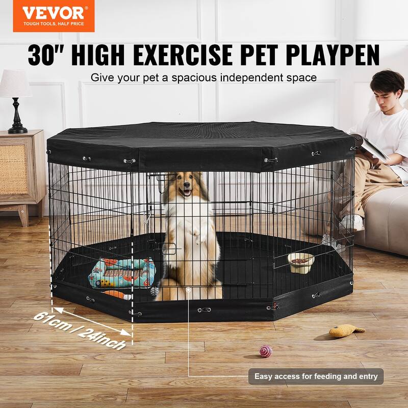 Dog Playpen, Panels Foldable Metal Pet Exercise Pen, Dog Fence Indoor and Outdoor Pen for Dogs, Cats and Other Small Animals
