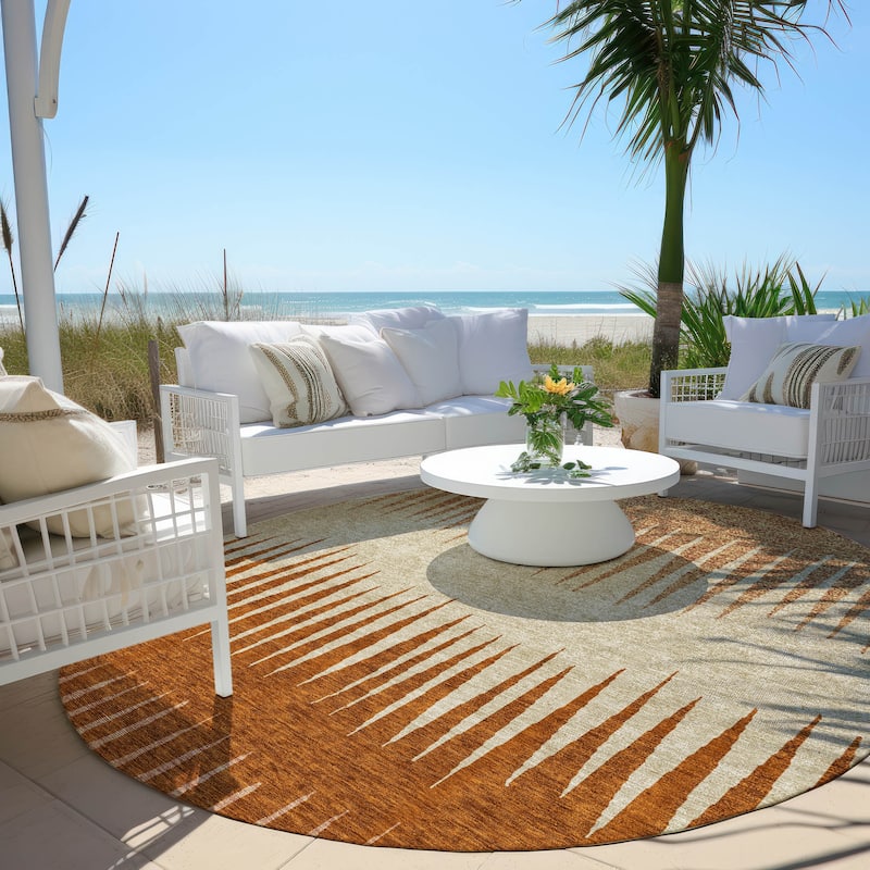 Machine Washable Indoor/ Outdoor Chantille Contemporary Ombre Rug - Copper - 8' x 8'