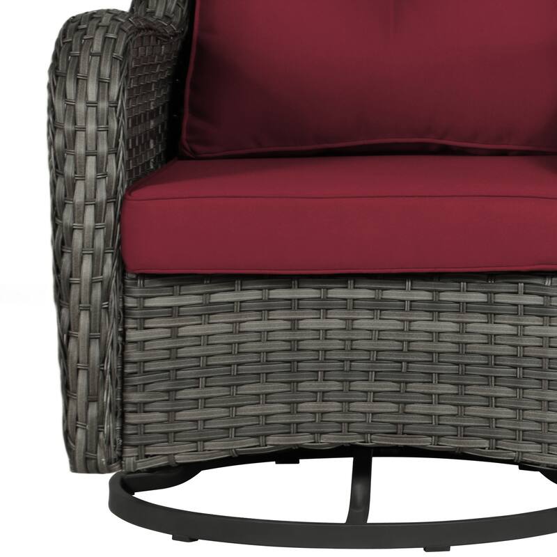 3 Pieces Patio Bistro Set Outdoor Swivel Rocking Chair with Side Table