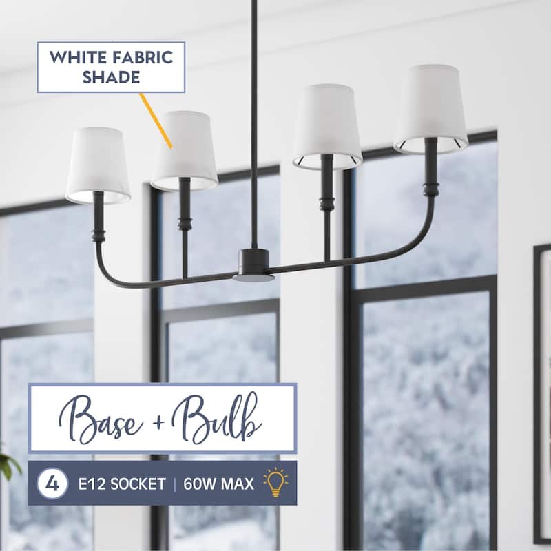 Prominence Home Billet 4-Light Linear Chandelier with Fabric Shades
