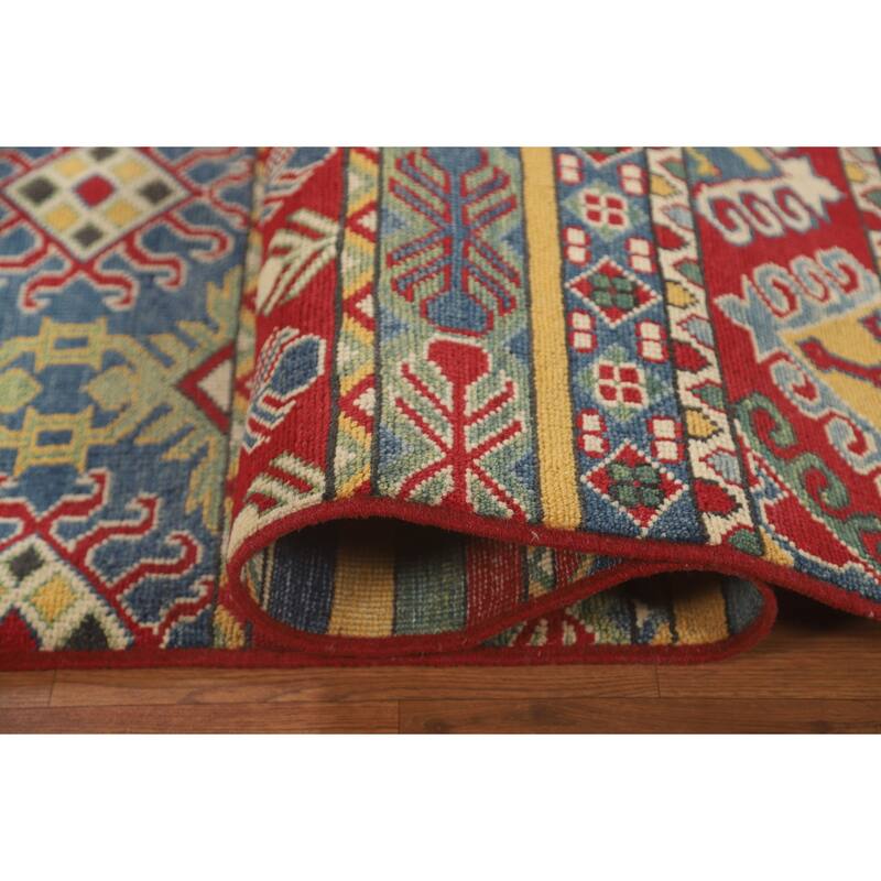 Striped Kazak Oriental Area Rug Wool Carpet - 7'11" x 10'3"