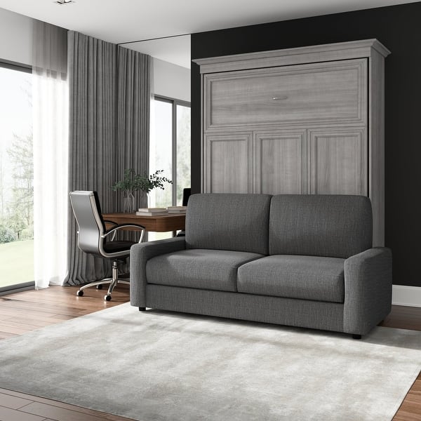 slide 2 of 12, Versatile Queen Murphy Bed with Sofa (78W) by Bestar Platinum Gray