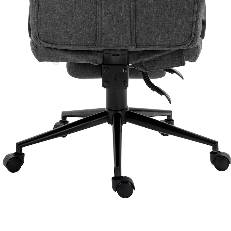 Vinsetto Executive Linen Fabric Home Office Chair with Retractable Footrest, Headrest, and Lumbar Support
