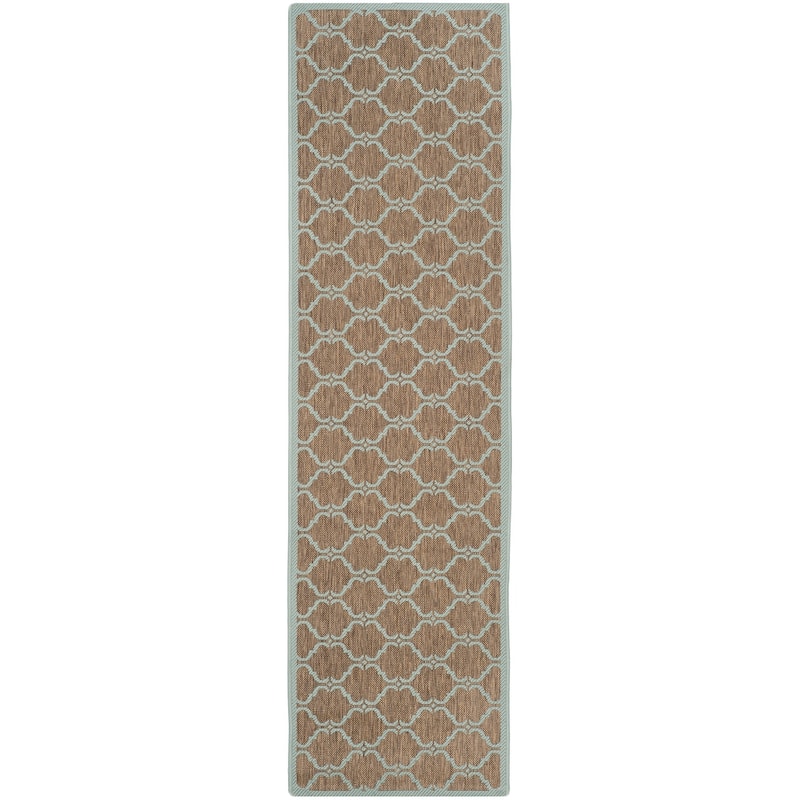 SAFAVIEH Courtyard Charleen Indoor/ Outdoor Waterproof Patio Backyard Rug - 2'3" x 12' Runner - Brown/Aqua