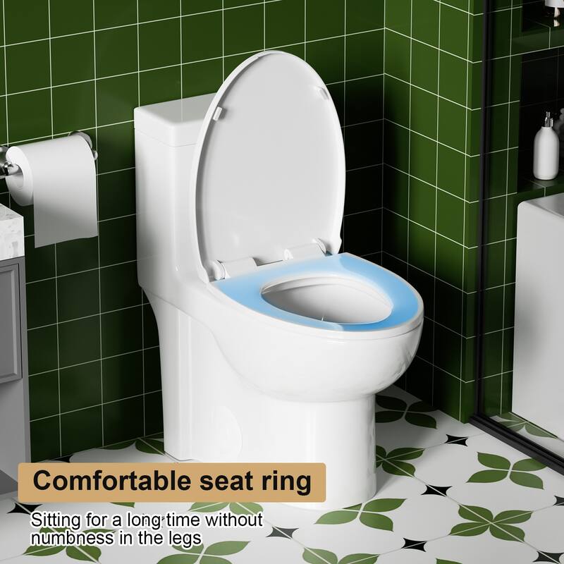 1.1/1.6Tornado Flush One-Piece Toilets,Button on the Tank top,Water-Saving Elongated Comfort Height Floor Mounted