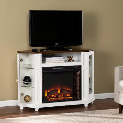 SEI Furniture Daventry Transitional White Wood Electric Fireplace