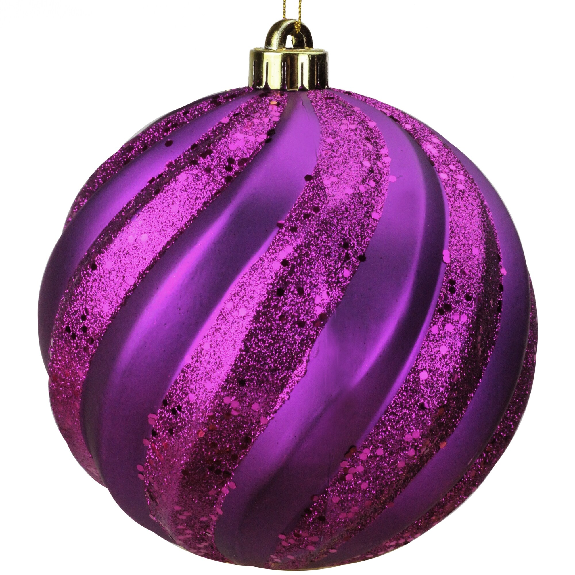 Shop Plum Purple Glitter Swirl Shatterproof Christmas Ball