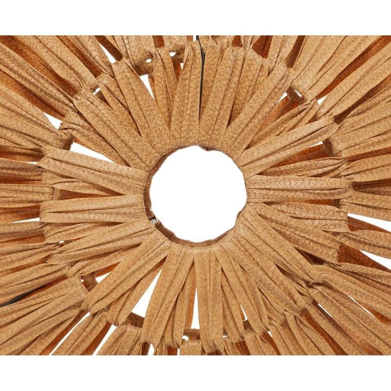 Plastic Rattan Abstract Handmade Decorative Sculpture with Black Stand - Brown - Roche River Decor