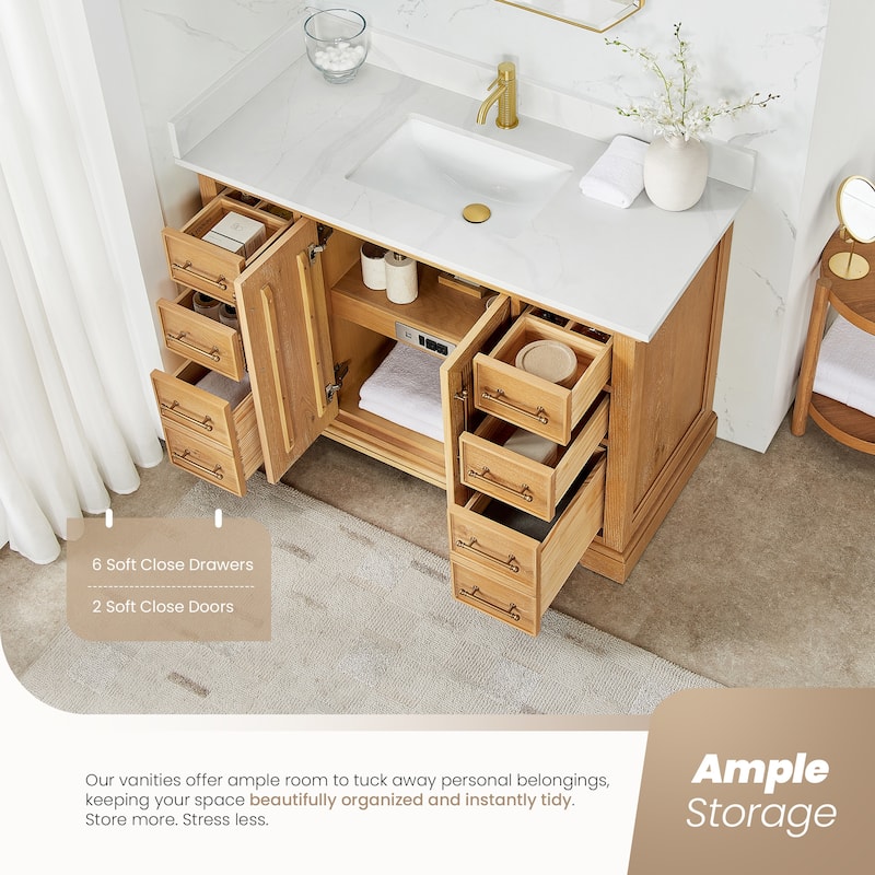 Tokyo Bath Vanity with Quartz Stone Top without Mirror