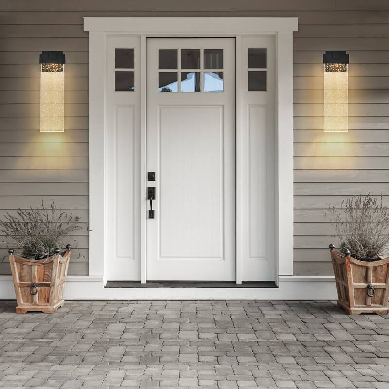 18" Modern Outdoor Wall Light Fixture, Weatherproof LED Wall Sconce Up and Down Lighting for Porch, Patio and Garden