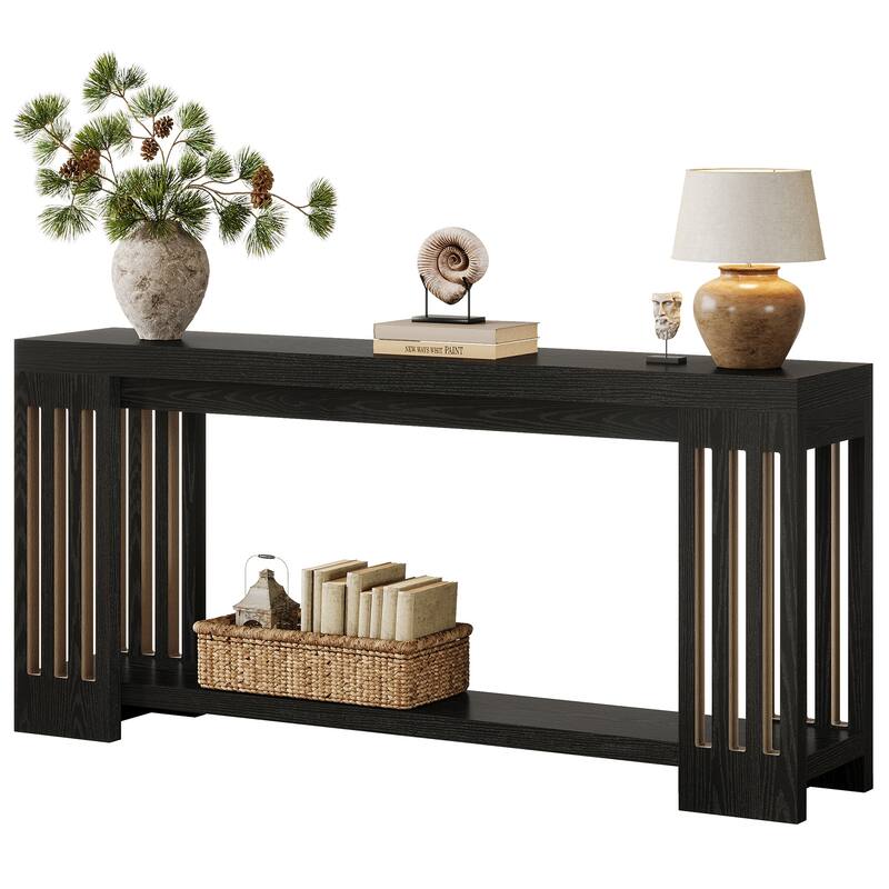 70.9-Inch Console Table, 2-Tier Sofa Table, Long Entryway Table for Living Room, Hallway, Entrance, Foyer