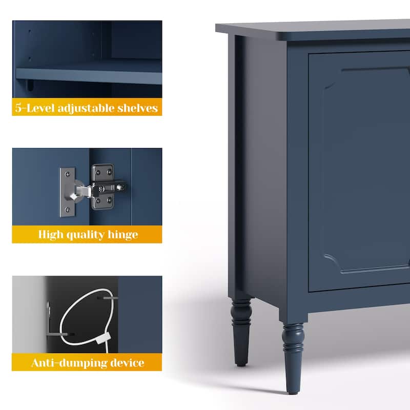59" Accent Cabinet with 4 Doors – MDF Storage Cabinet, Adjustable Shelves, 200 lbs Top Capacity