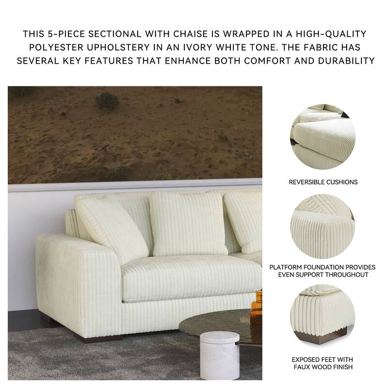 Signature Design by Ashley Lindyn 5-Piece Sectional with Chaise - 133"W x 133"D x 38"H