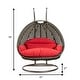 preview thumbnail 59 of 128, LeisureMod Modern 2-Person Egg Hanging Swing Chair with Beige Wicker, Oxford Fabric Cover, Patio Hammock Lounger and Cushions