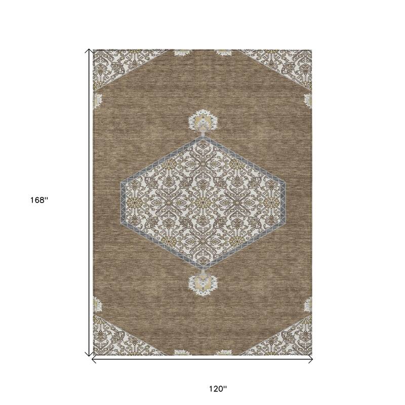 HomeRoots Oriental Traditional Rectangle Outdoor Rug