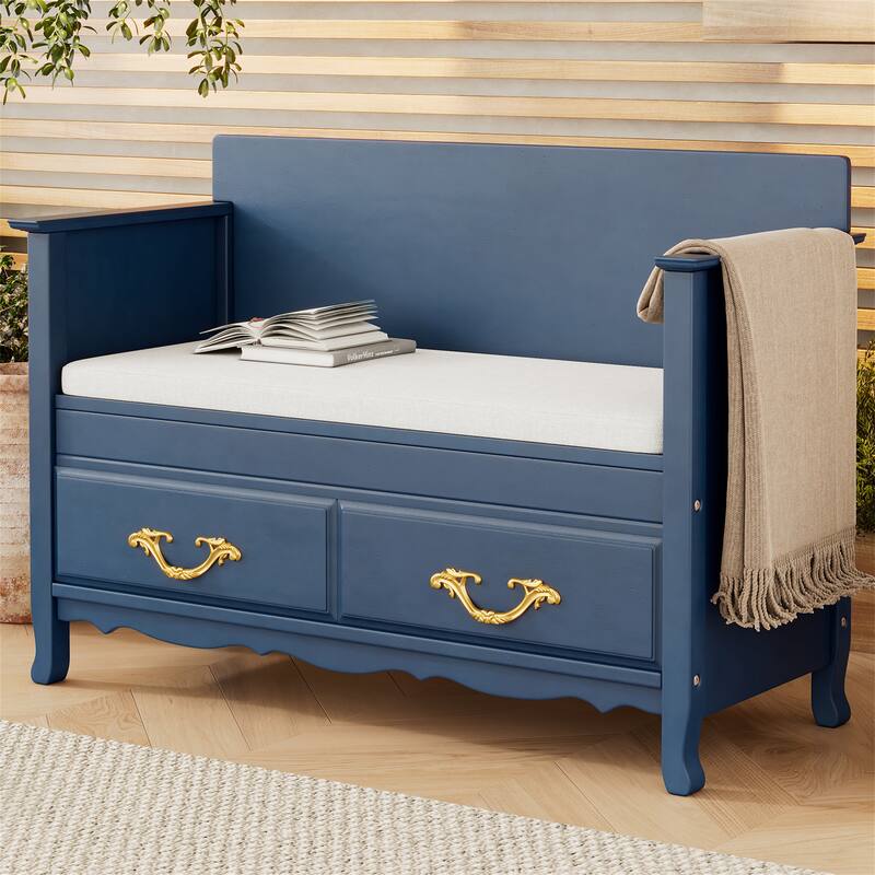 Shoe Bench with Removable Cushion,Hidden Storage and Back