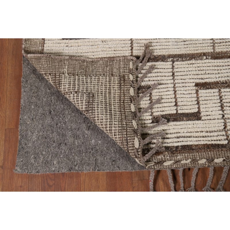All-Over Moroccan Modern Area Rug Hand-Knotted Wool Carpet - 8'0" x 12'1"