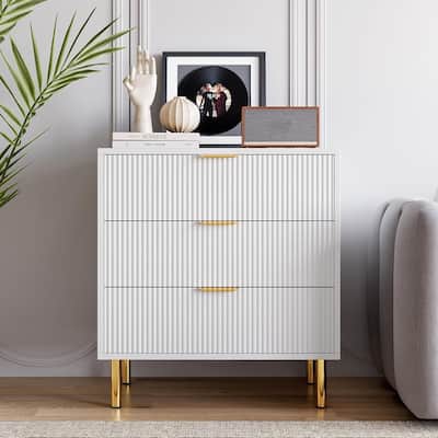 Modern End Table with 3 Drawers Dresser for Living Room