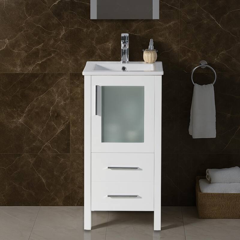 Blossom 16" Solid Wood Bathroom Vanity with Ceramic Sink