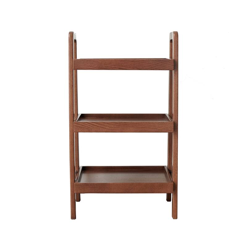 Classic Solid Wood Storage Organizer, 3-Tier Beech Shoe Rack for Entryway - Walnut