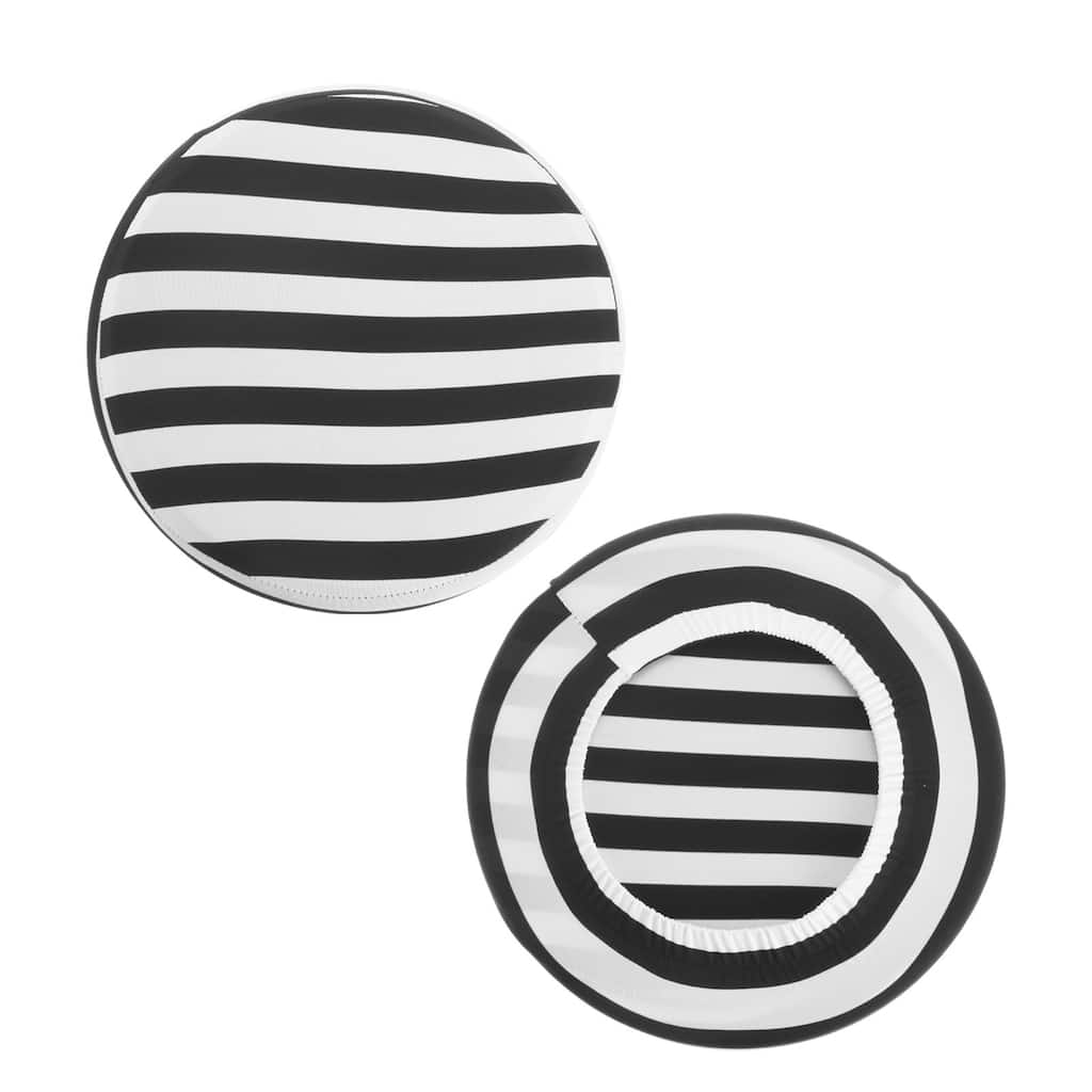 2Pcs Round Bar Stool Seat Covers Black & White Chair Covers with Elastic Band - Black/White