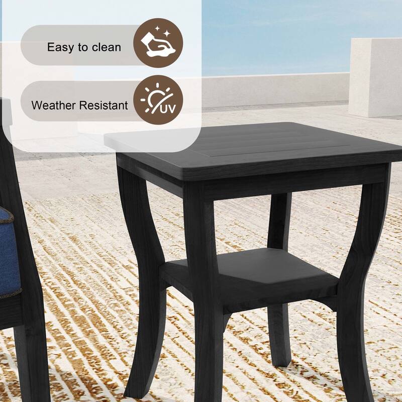 Black Wood Patio Accent Chairs with Water-Resistant Cushions
