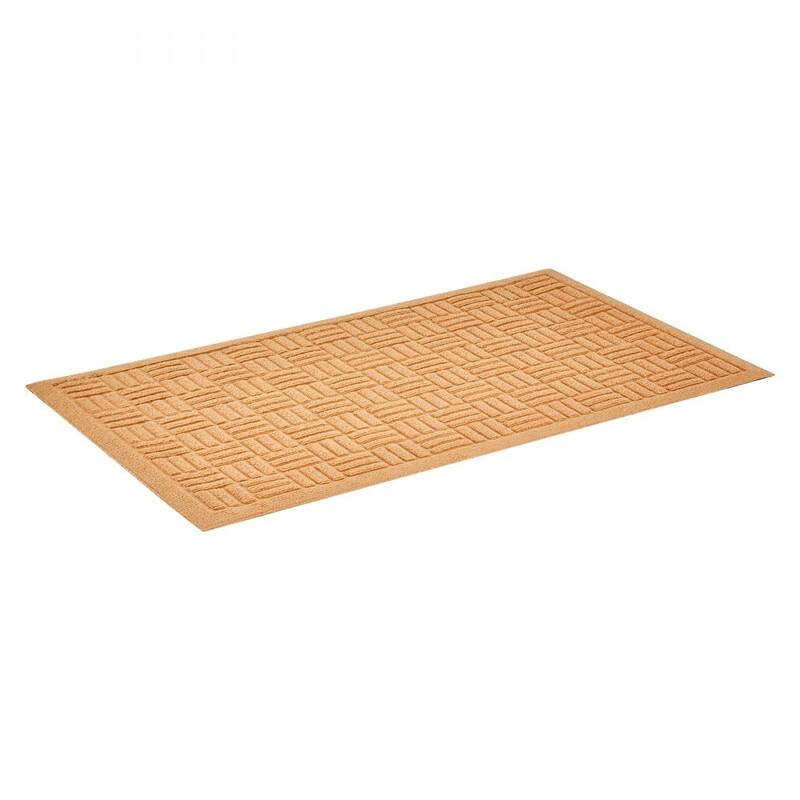 Beige Polyester Rubber Non-Slip Door Mat Absorbent Indoor Outdoor - 29.53 x 17.72 x 0.28 in