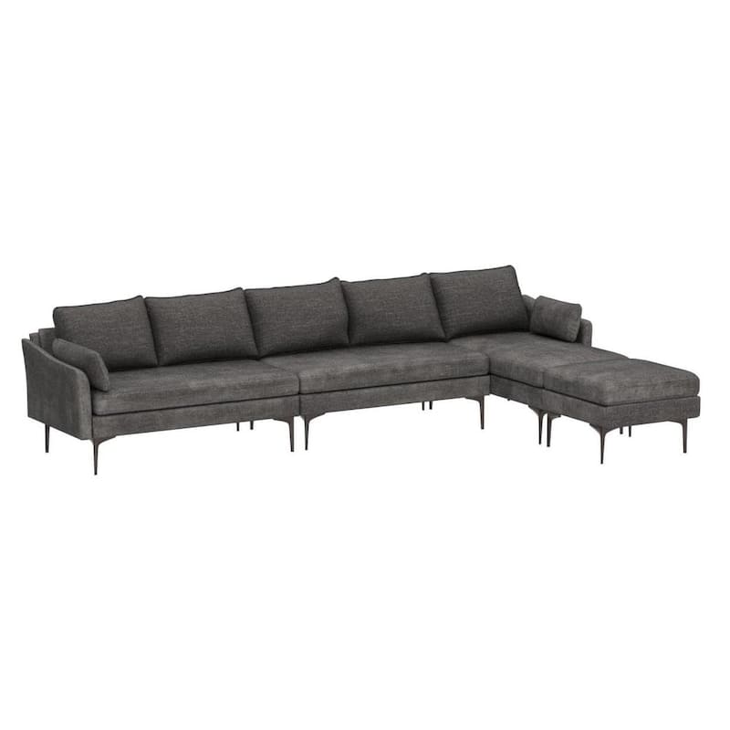 Modern Chenille Sectional Sofa with Reversible Chaise and Ottoman, Perfect for Living Rooms with Sleeper Function