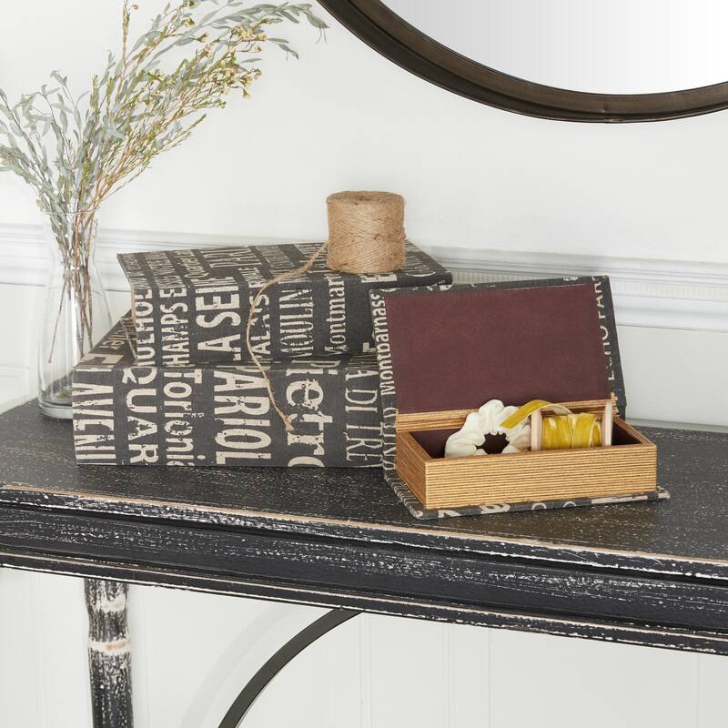Faux Leather or Linen Fabric Book Storage Box - Set of 3 White, Beige, Black, Red or Light Gray - Roche River Decor