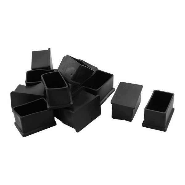 Unique Bargains 12 Pcs Antislip Rubber Rectangle 30mm x 50mm Chair Foot Cover Table Furniture Leg Protector Black