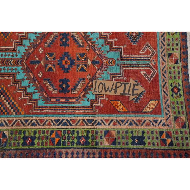 Hand Knotted Oriental 100% Wool Carpet Traditional Geometric Oranges & Rust Ardebil Runner Rug - 10' 6'' X 2' 11''