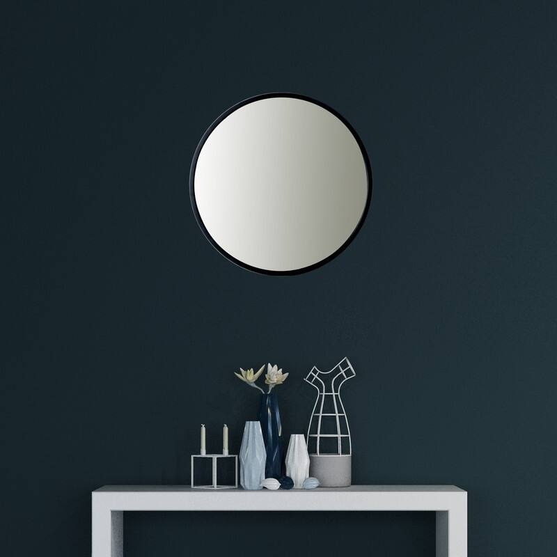 Utopia Alley Round Mirror- Mirror for Wall- Wall Mounted Mirror, Living Room, Bedroom and Bathroom Mirror for Wall, 24 inch - 24" - Black