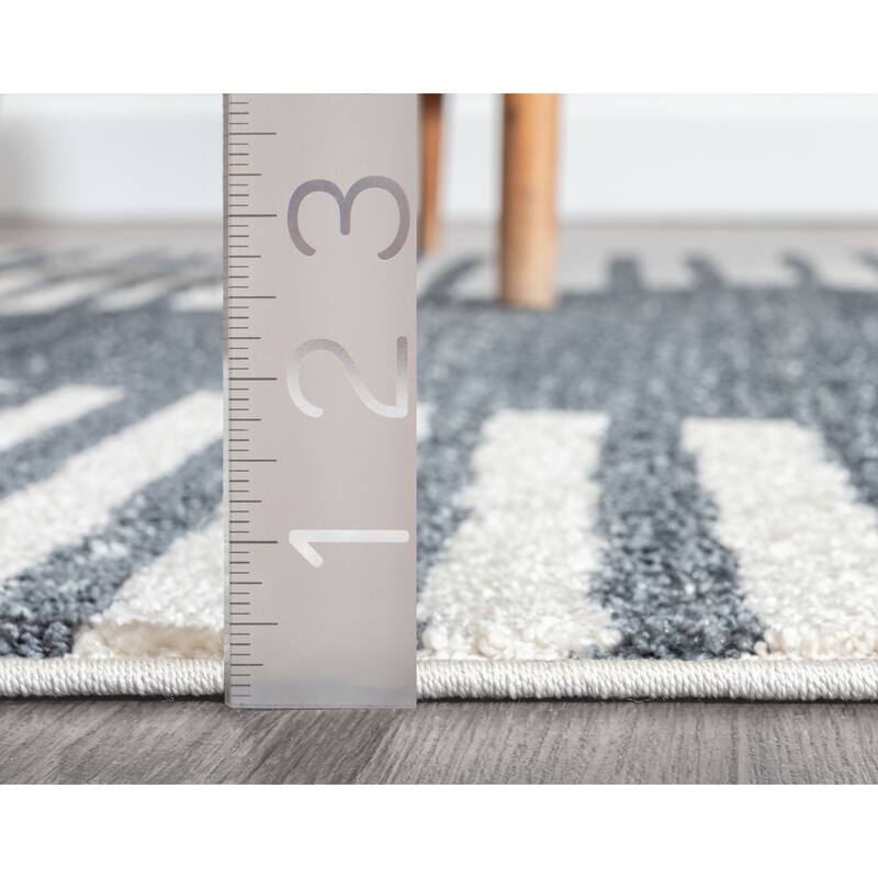 Abani Tulum TUL100A Transitional Cream and Charcoal Striped Area Rug